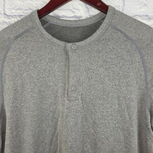 Lululemon Metal Vent Tech Henley Mens Grey Long Sleeve Performance Shirt Medium